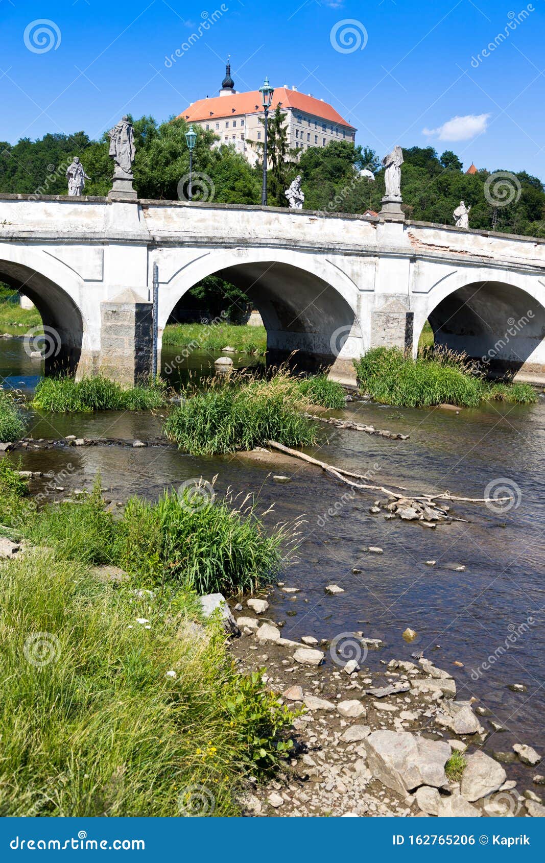 castle and bridge,  namest nad oslavou, vysocina district, czech republic, europe